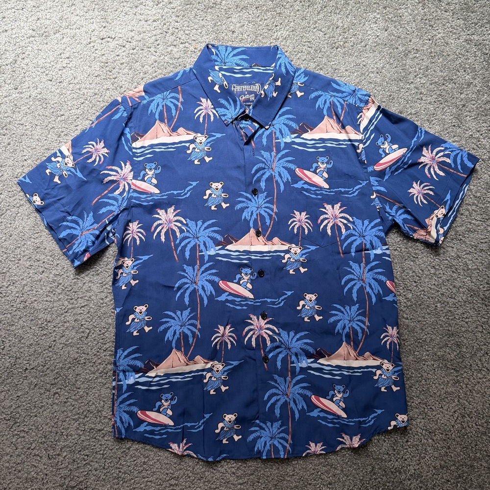 Section 119 Grateful Dead Hawaiian Short Sleeve Button Down - Island Bear Navy